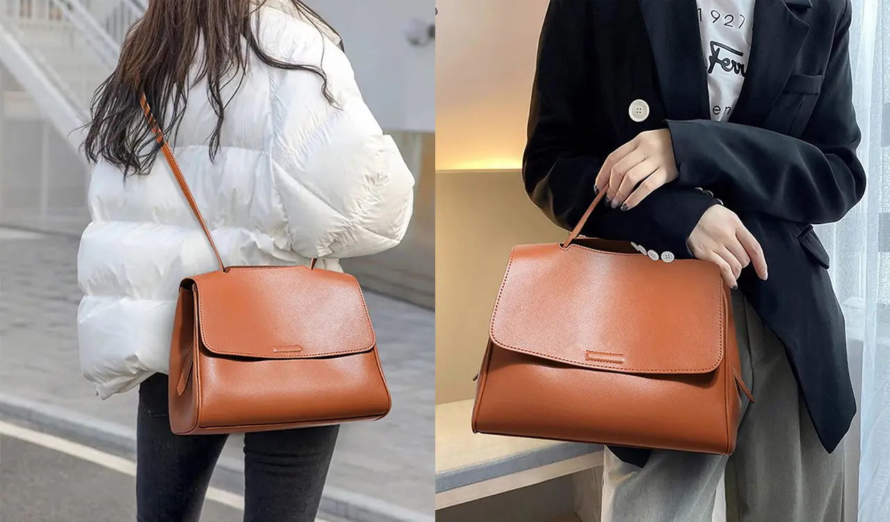 Stylish leather tote bag for multiple occasions