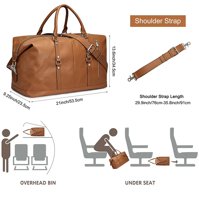 China Genuine Leather Women Travel Duffle Bag Weekender Bag Suppliers, Supplier