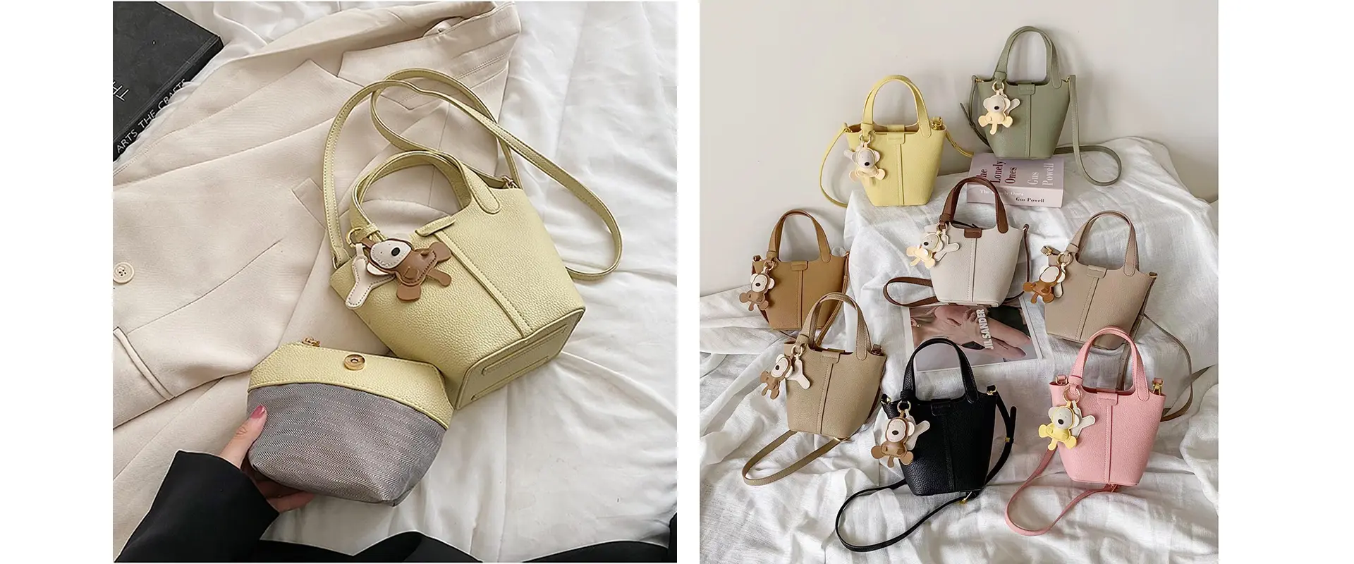 Multi-functional leather shoulder bag and clutch