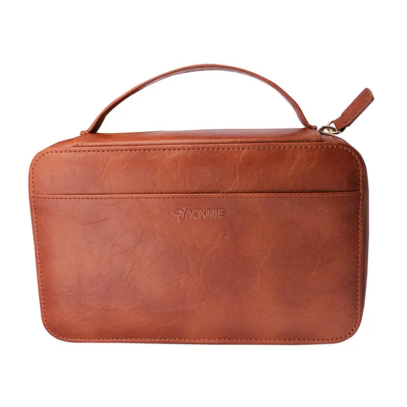 China Luxury Brown Leather Travel Cigar Humidor Portable Cigar Bag Factory, Factories