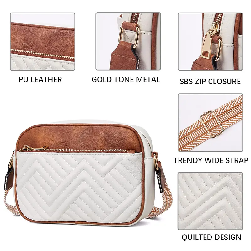 China Women's Quilted Crossbody Bag Small Shoulder Bag with Embroidered Strap Manufacturer, Factories
