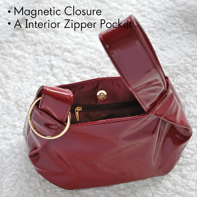 Wholesale Women's Shiny Clutch Patent Leather Vegan Leather Small Handbag Manufacturers, Supplier