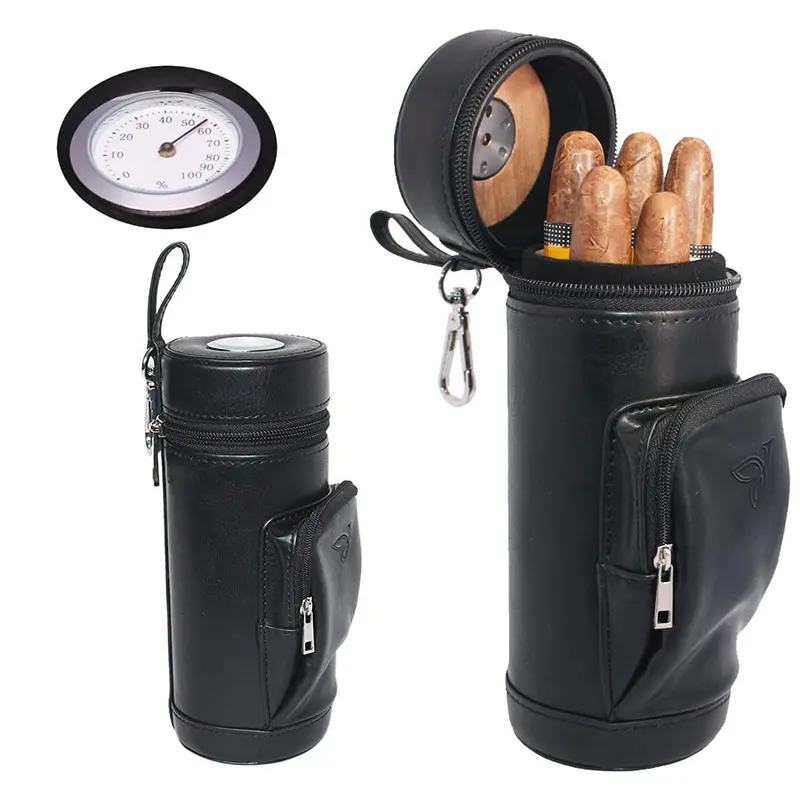 Wholesale Cedar Lined Portable Travel Leather Cigar Humidor Factory, Supplier