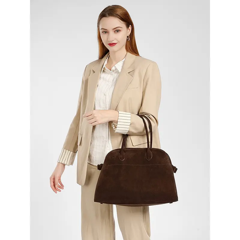 Wholesale Suede Leather Tote Laptop Bag Work Bag Manufacturer, Supplier