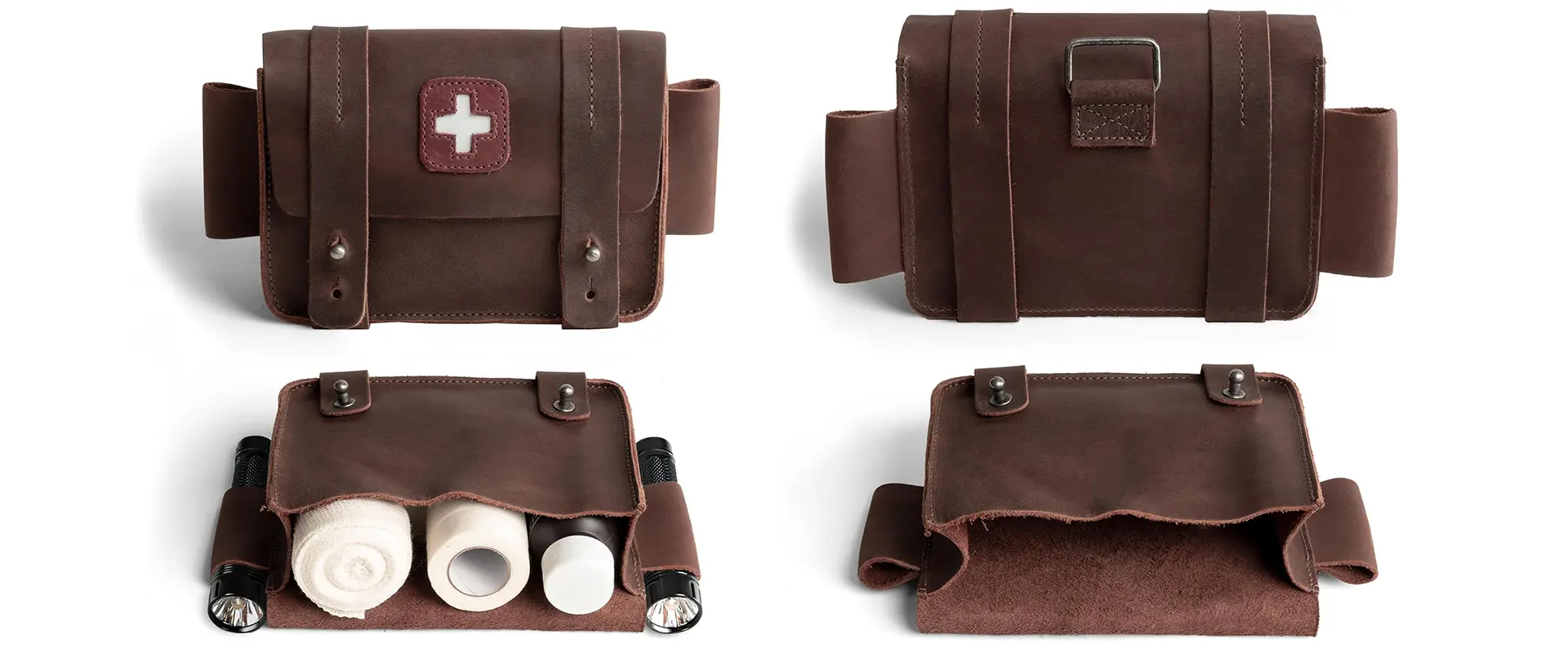 Premium leather first aid kit storage bag