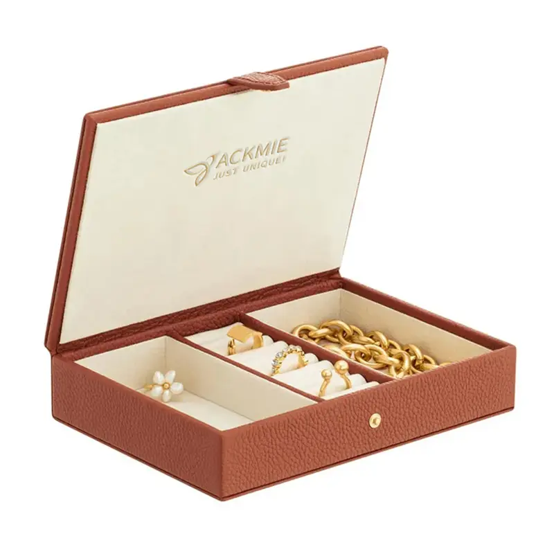 Wholesale PU Pebble Leather Jewelry Storage Box Travel Earring Storage Box Suppliers, Supplier
