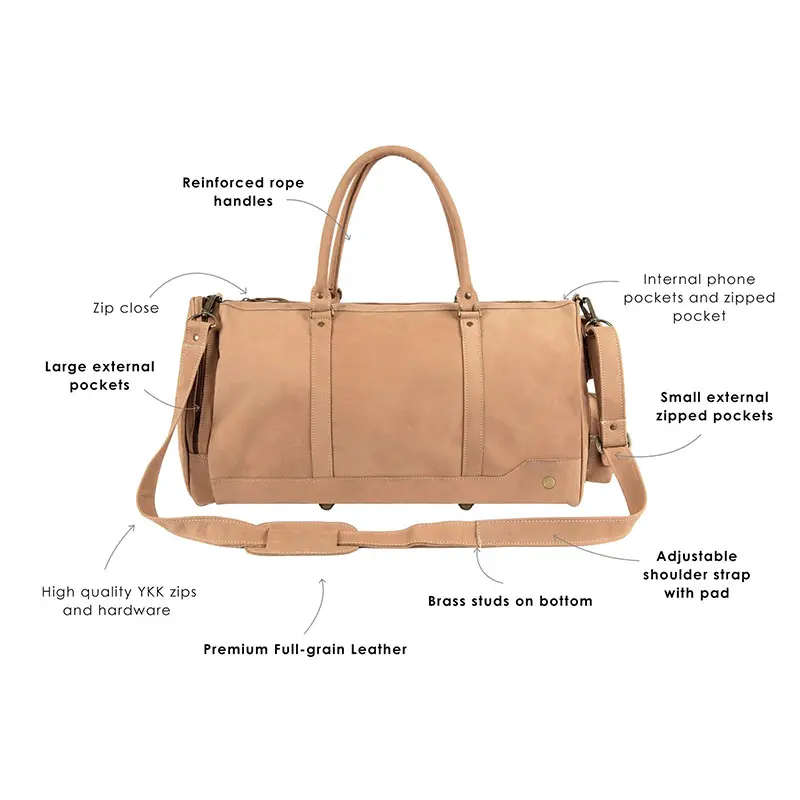 Wholesale Vintage Cognac Dark-Colored Weekend Travel Bag Manufacturer, Supplier