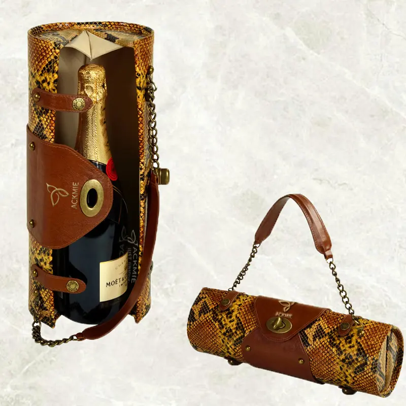 Wholesale Crocodile Leather Wine Bottle Carrier Bag Wine Purse Manufacturer, Supplier