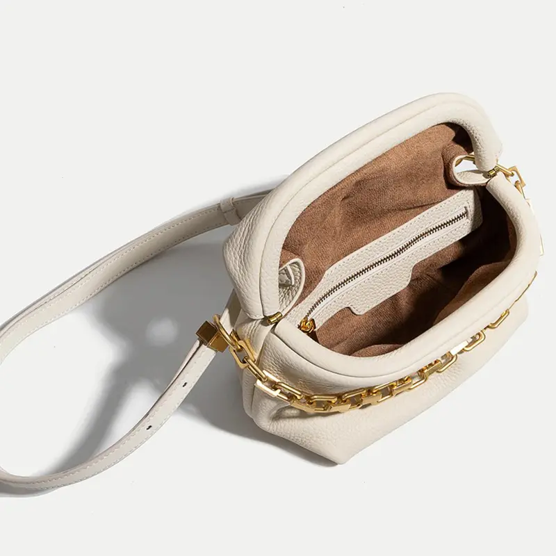 China Women's Fluffy Small Leather Shoulder Bag Cloud Bucket Bag Manufacturers, Factories