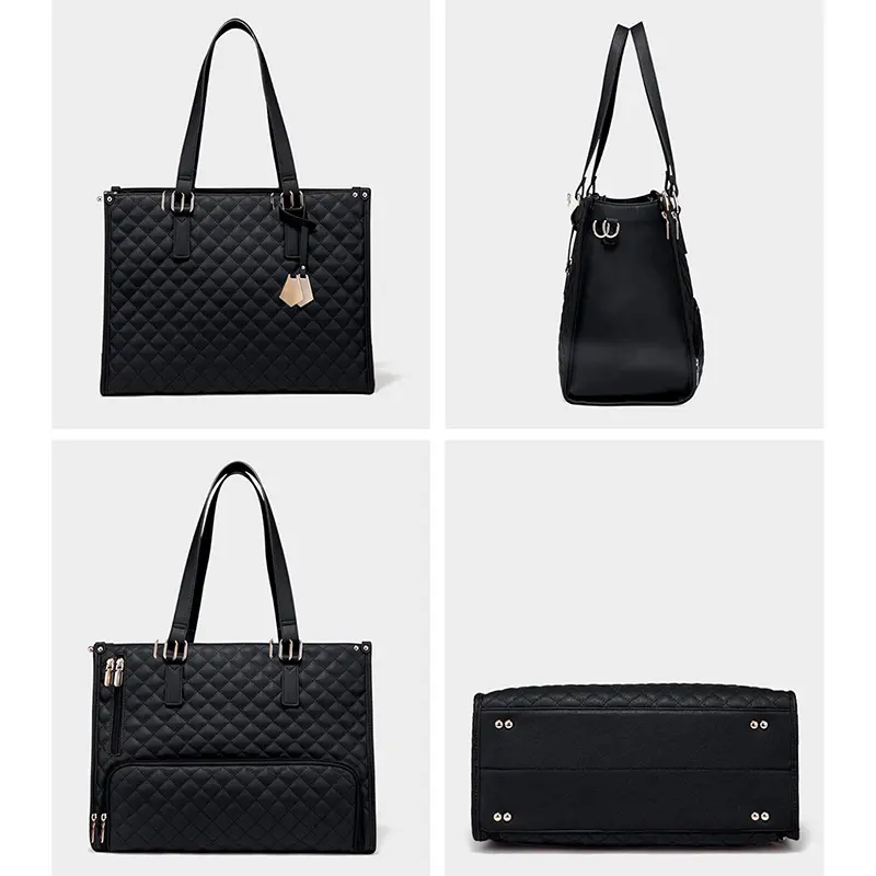 Wholesale Quilted Large Capacity Lunch Tote 15.6 Inch Laptop Bag with Insulated Lunch Compartment Manufacturers, Factories