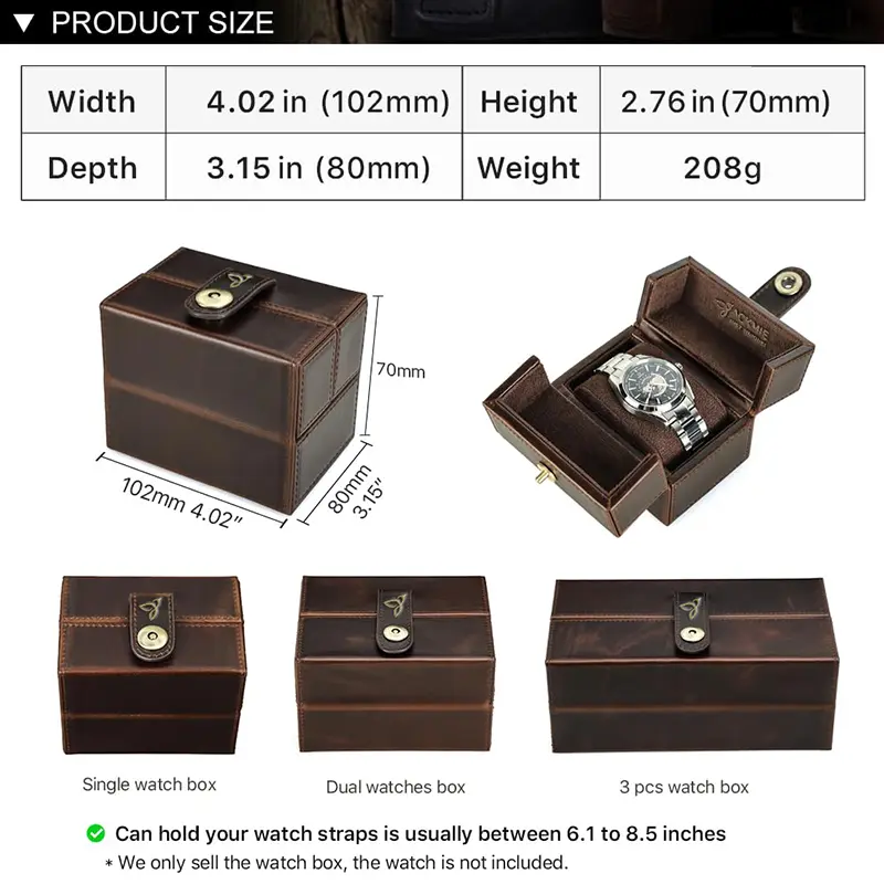 China Genuine Leather Travel Watch Case Cube Shaped Organizer Factory, Factories