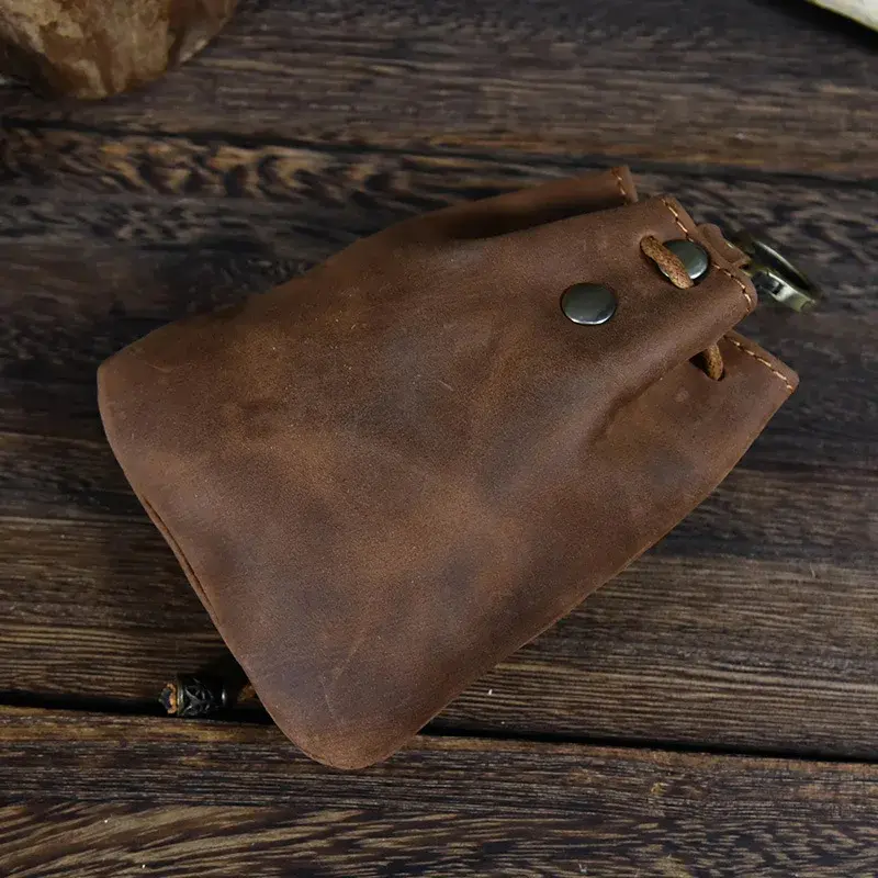China Leather Mini Medieval Pouch Keychain Small Leather Drawstring Pouch Coin Pouch Manufacturers, Factories