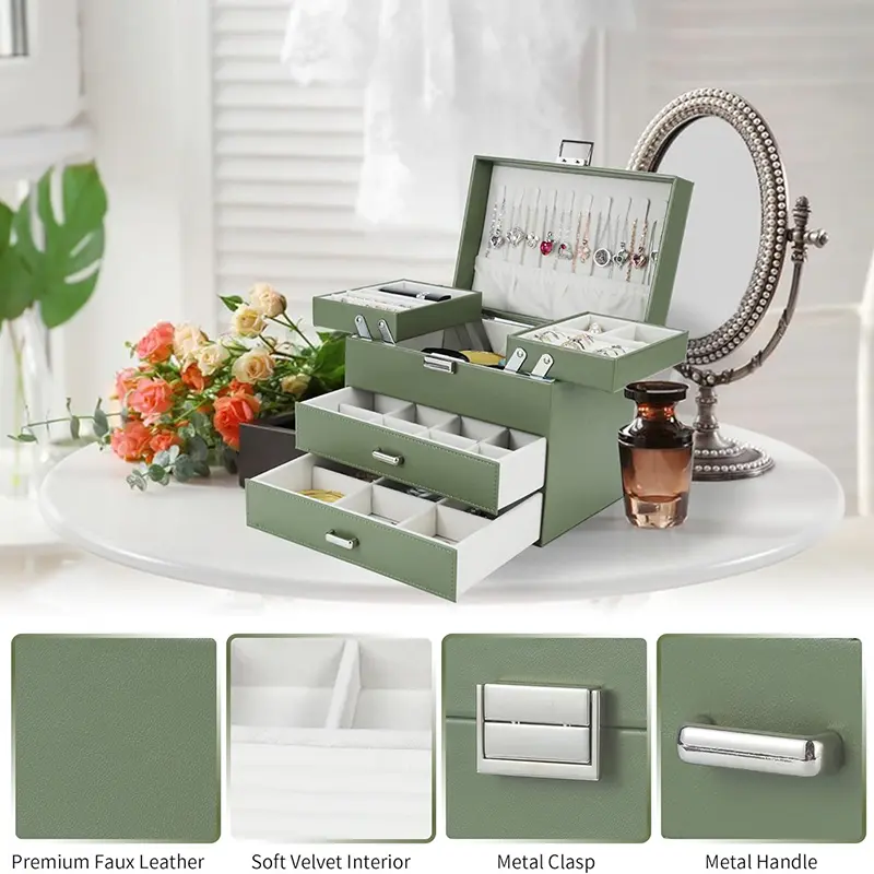 China Jewelry Storage Box Jewelry Stand Storage Box 4 Layer Leather Jewelry Box Factory, Suppliers