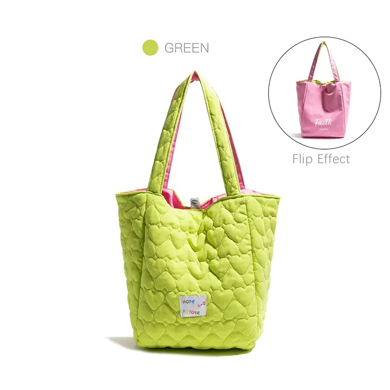 China Candy Color Contrast Tote Quilted Reversible Tote Factories, Supplier