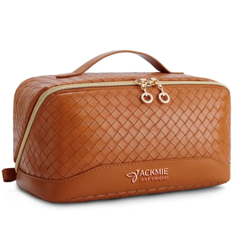 China Woven PU Leather Makeup Bags Funtional Toiletry Bags Manufacturers, Factory