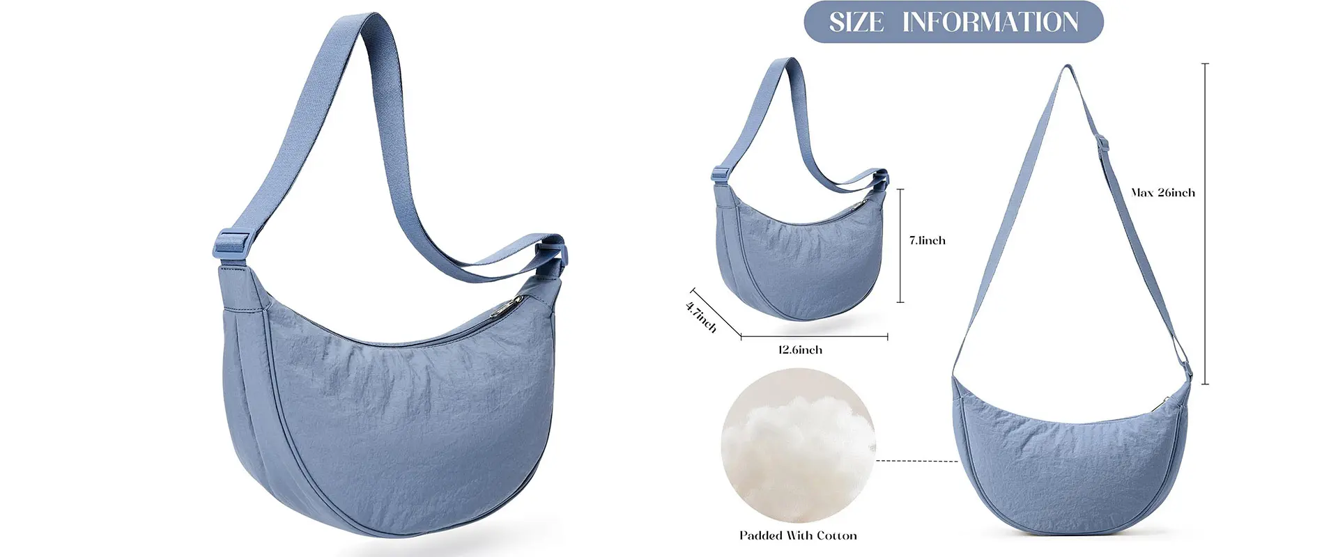 High Quality Nylon Crescent Bag Large Capacity