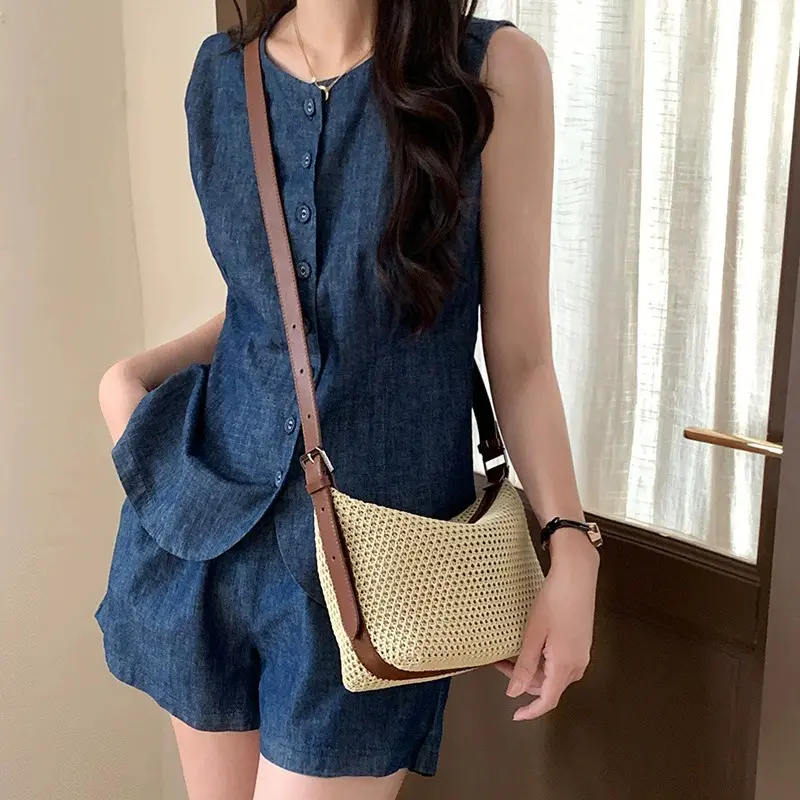 China Women's Straw Bag Hobo Bag Shoulder Crossbody Bag Dumpling Bag Manufacturer, Factory