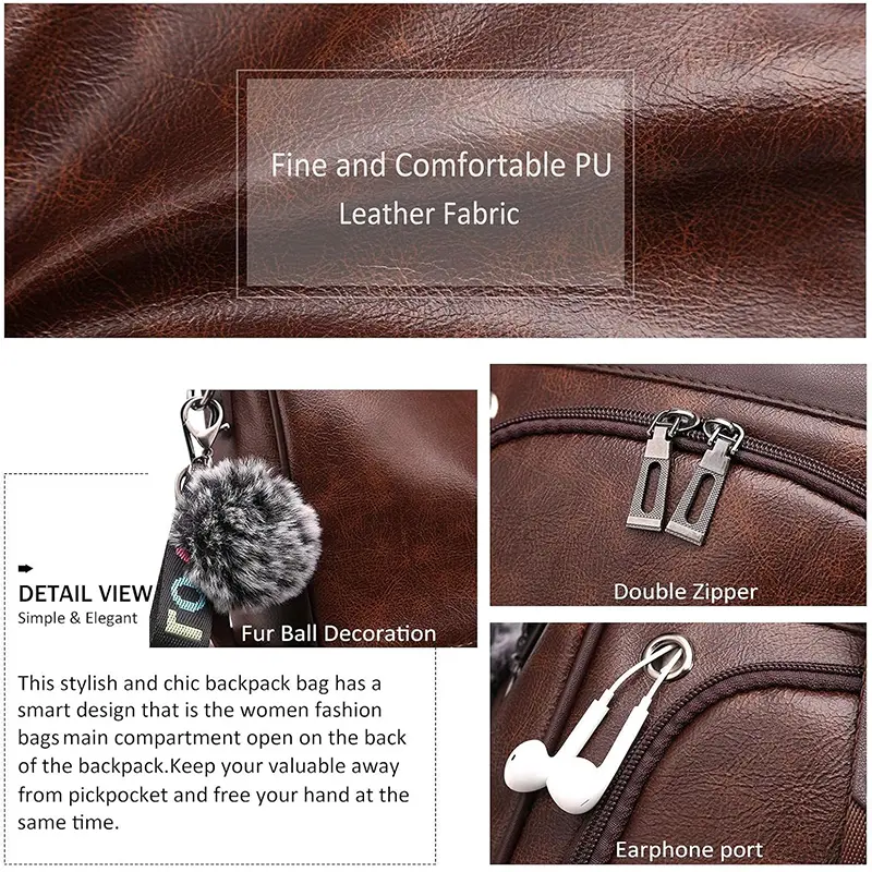 Wholesale Women's Anti-Theft Leather Waterproof Backpack Manufacturer, Supplier