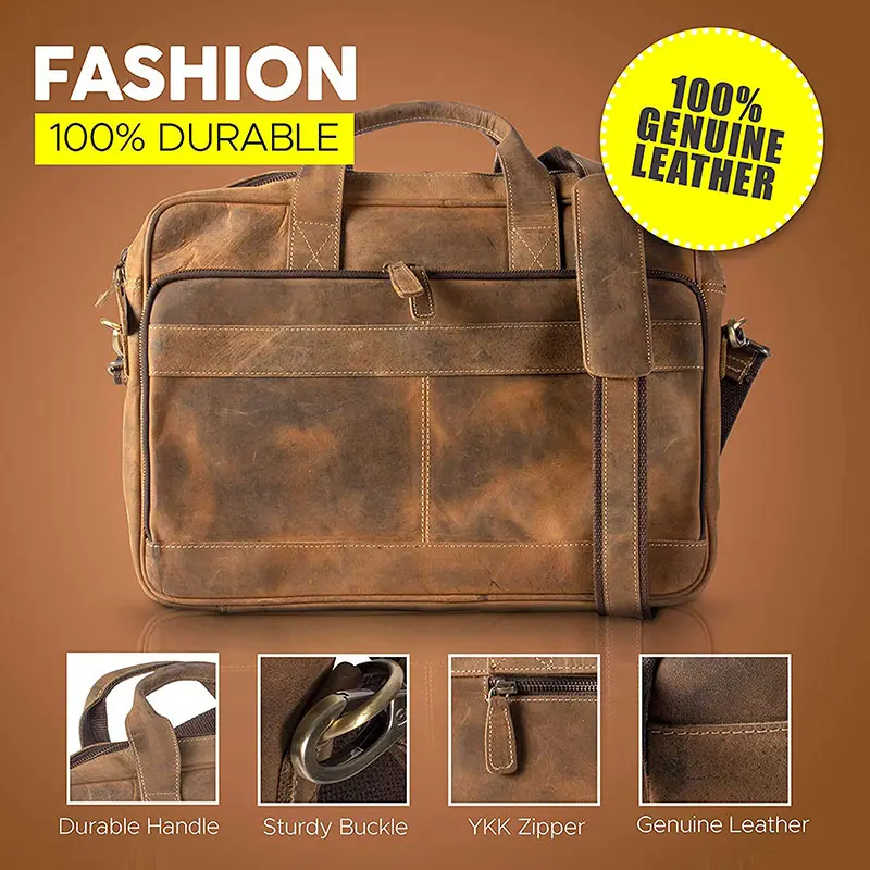 Leather messenger bag view 2