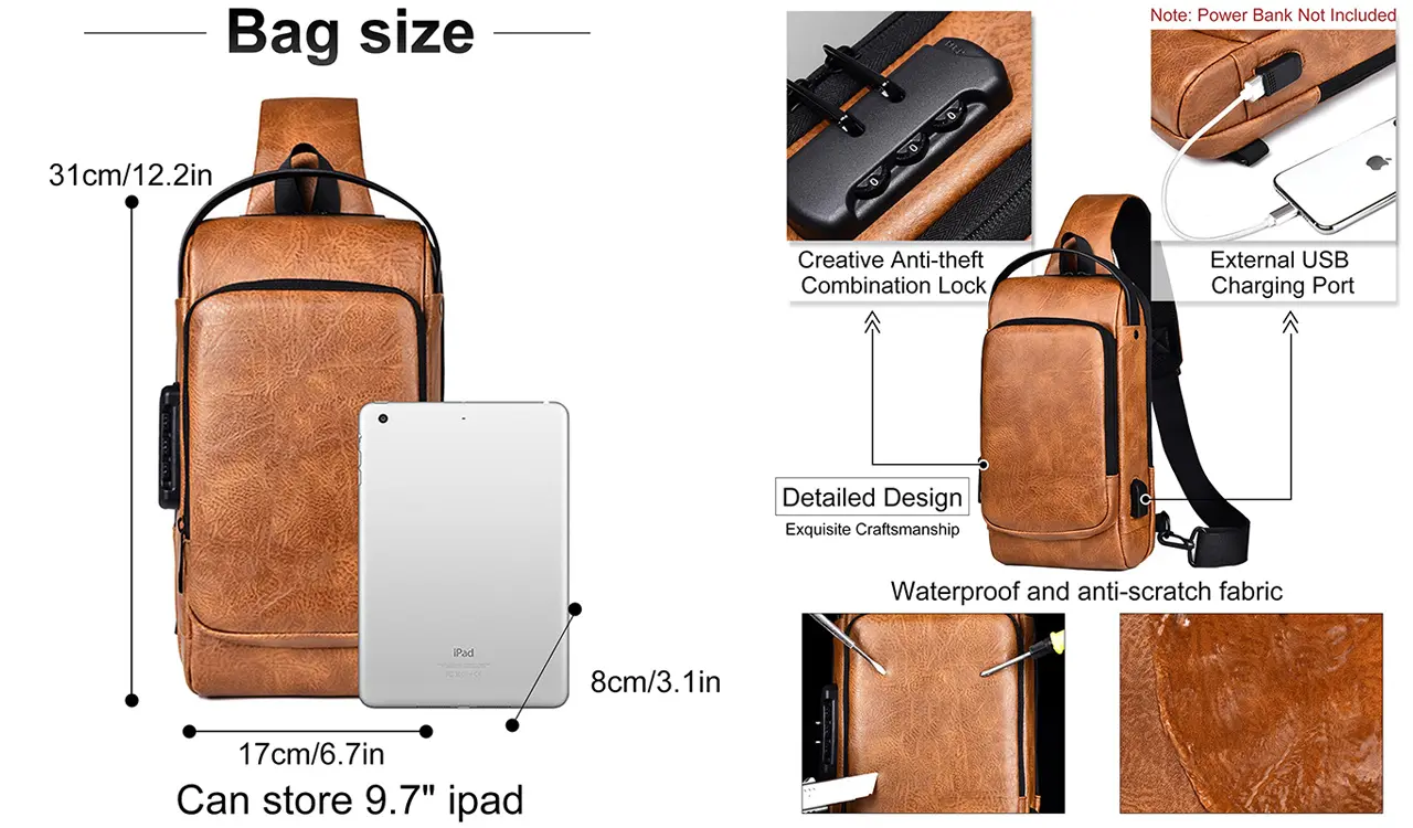 Sling bag compartment details