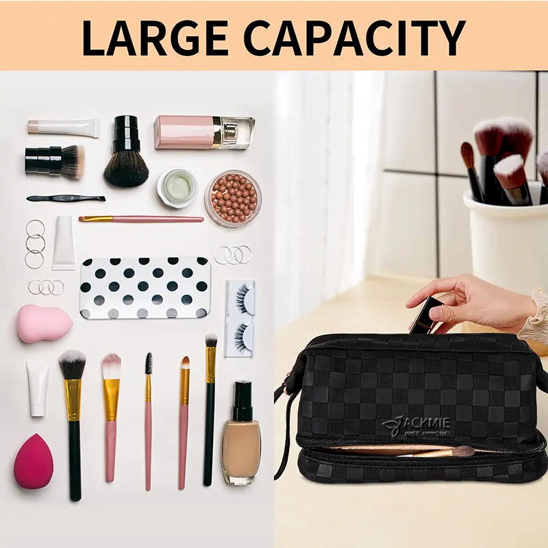 China Waterproof Leather Large Capacity Makeup Bag For Travel Manufacturers, Supplier