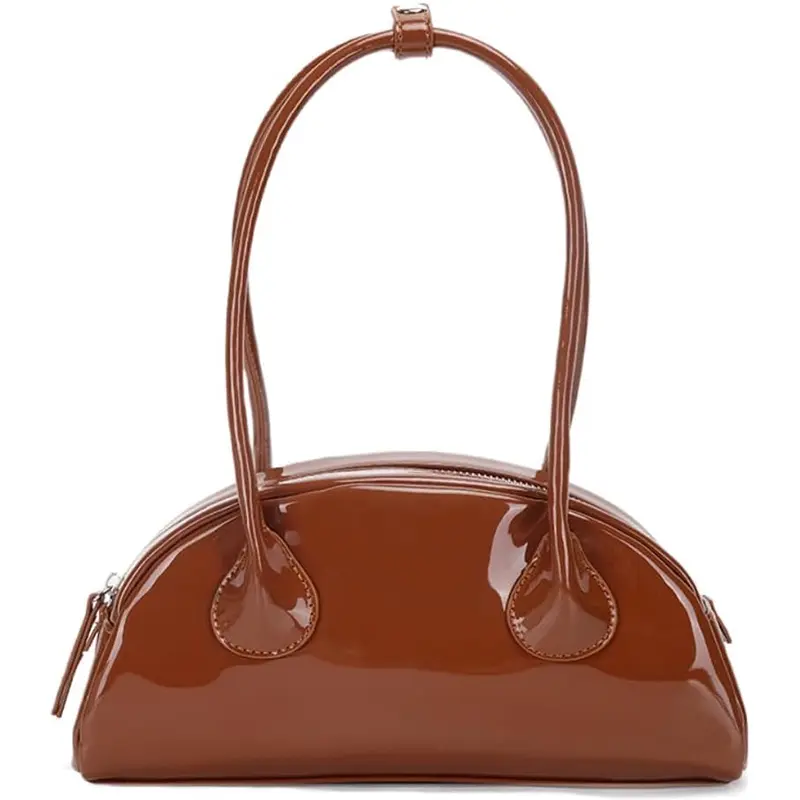 China Women's Patent Leather Bowling Bag Small Top Handle Shoulder Bag Manufacturer, Supplier