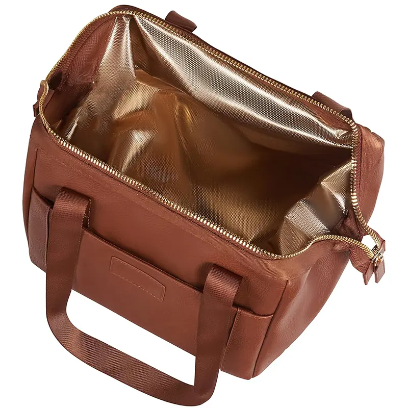Wholesale Leather Soft Side Insulated Cooler Bag Lunch Tote Bento Bag Manufacturer, Supplier