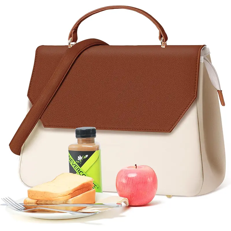 Wholesale Vegan Leather Insulated Leakproof Lunch Box with Detachable Shoulder Strap Manufacturer, Supplier