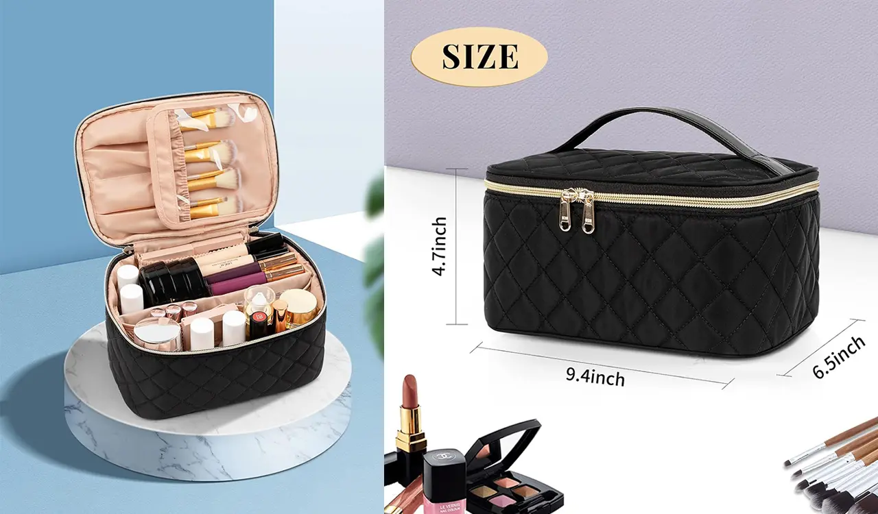 Waterproof Vegan Leather Travel Makeup Bag Display