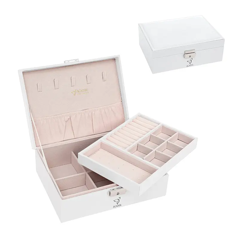 China 2 Layers Jewelry Storage Box PU Leather Jewelry Box Manufacturer, Suppliers