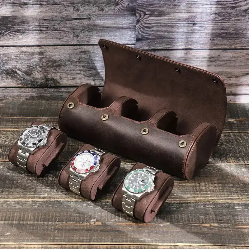 PU Leather Men's 3 Slot Watch Case Roll