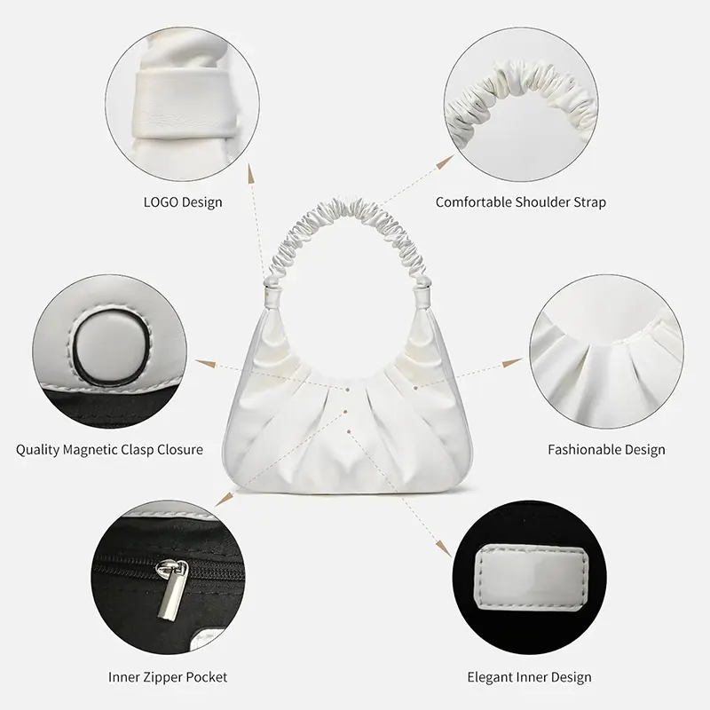 China Women's Fashion Pleated Shoulder Handbag Clutch Hobo Bag Manufacturer, Manufacturers
