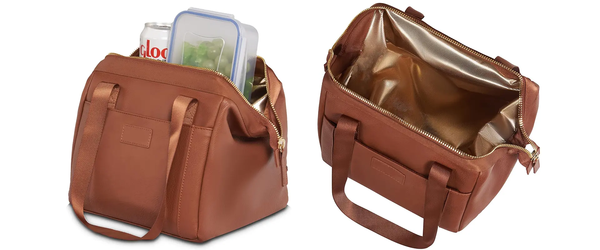 Premium Luxe Leather Insulated Cooler Bag Side View
