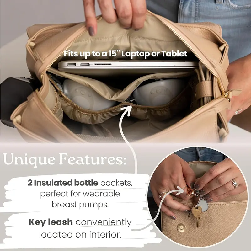 Wholesale Vegan Leather Breast Pump Bag Breast Milk Cooler Travel Bag with Cooler Bag Factories, Supplier