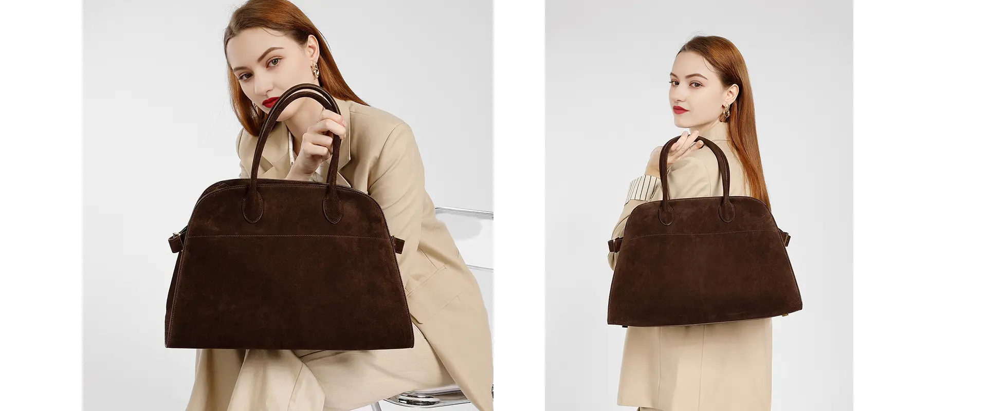Suede Leather Tote Bag Detail View