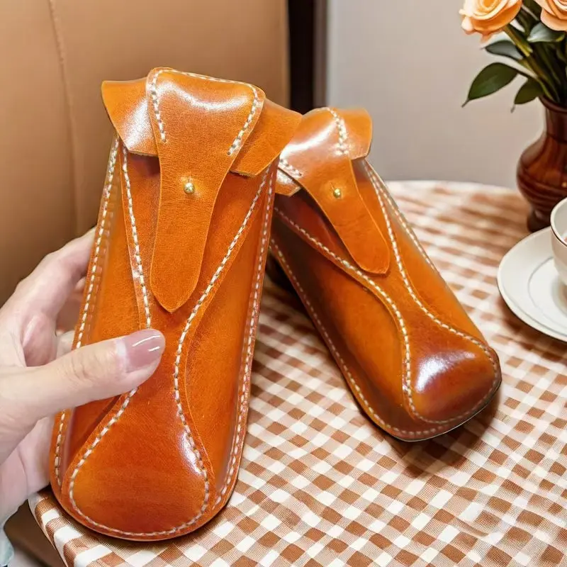 China Vintage Vegetable Tanned Cowhide Glasses Case for Men and Women Manufacturer, Factories