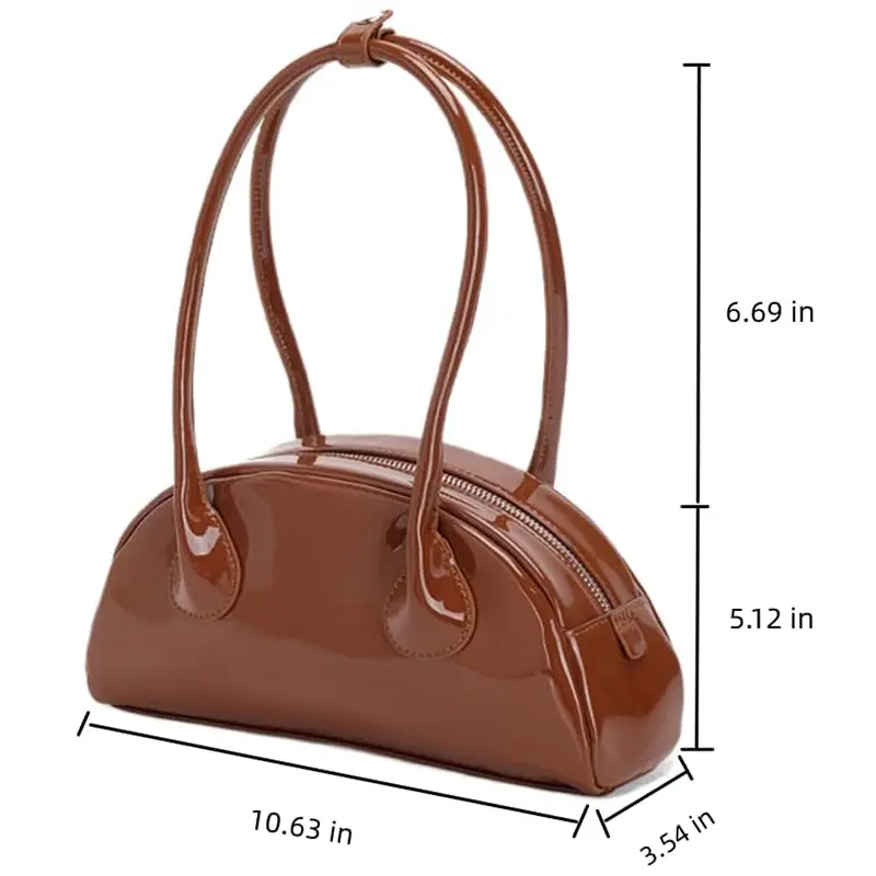 China Women's Patent Leather Bowling Bag Small Top Handle Shoulder Bag Manufacturer, Supplier