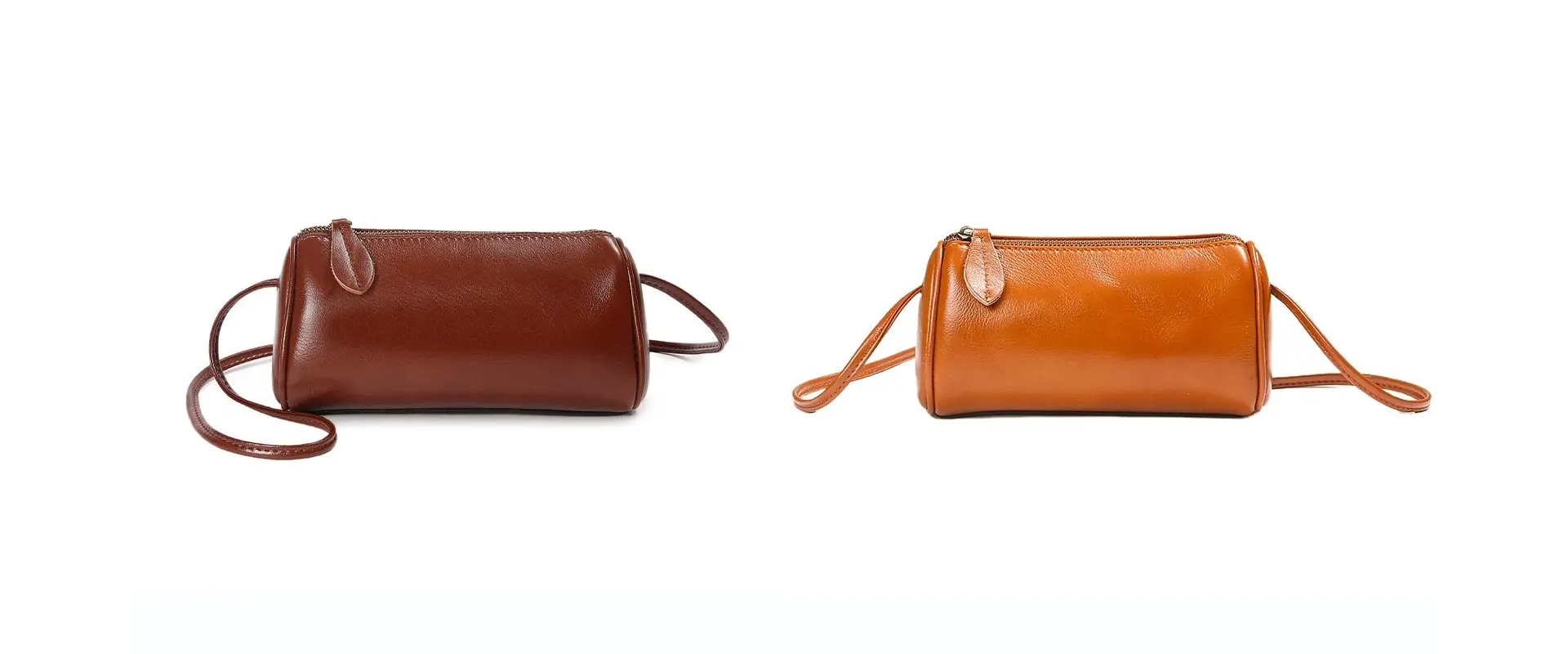 Genuine leather barrel purse detailed view