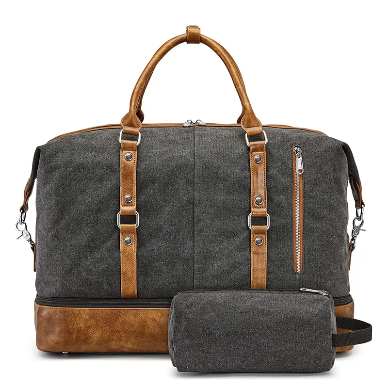 China Women Canvas PU Leather Duffel Weekender Bag Tote Bag Factory, Factories