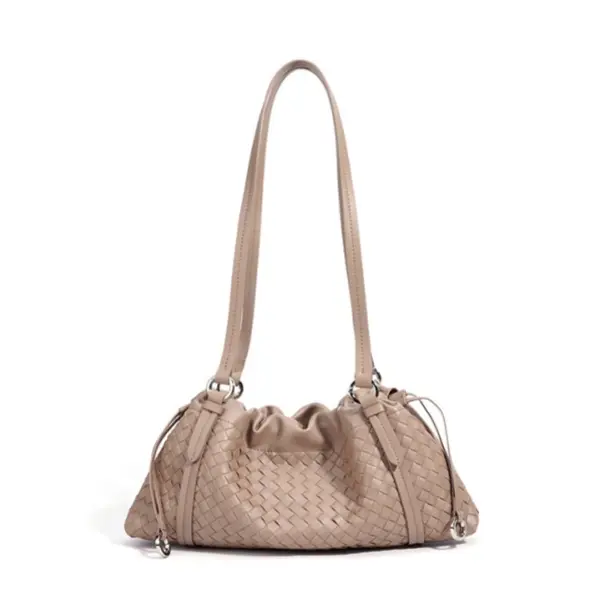 Wholesale New Woven Genuine Leather Shoulder Bag , Fashion Classic Ruched Design, Minimalist High-End Tote Bag , Ladies Handbags Manufacturers, Suppliers