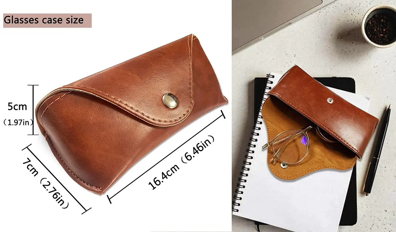 Premium PU Leather Glasses Case detail view