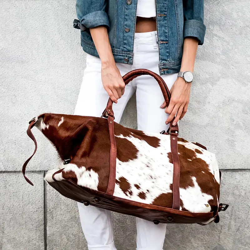 China Pony Hair Luggage Bag Cowhide Duffle Bag Manufacturer, Suppliers