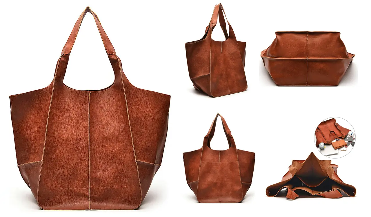 Elegant Brown Leather Shoulder Bag Details