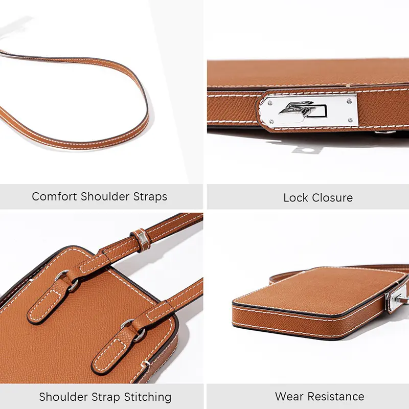 China Lock Buckle Phone Bag Solid Color Genuine Leather Mini Bag Factory, Suppliers