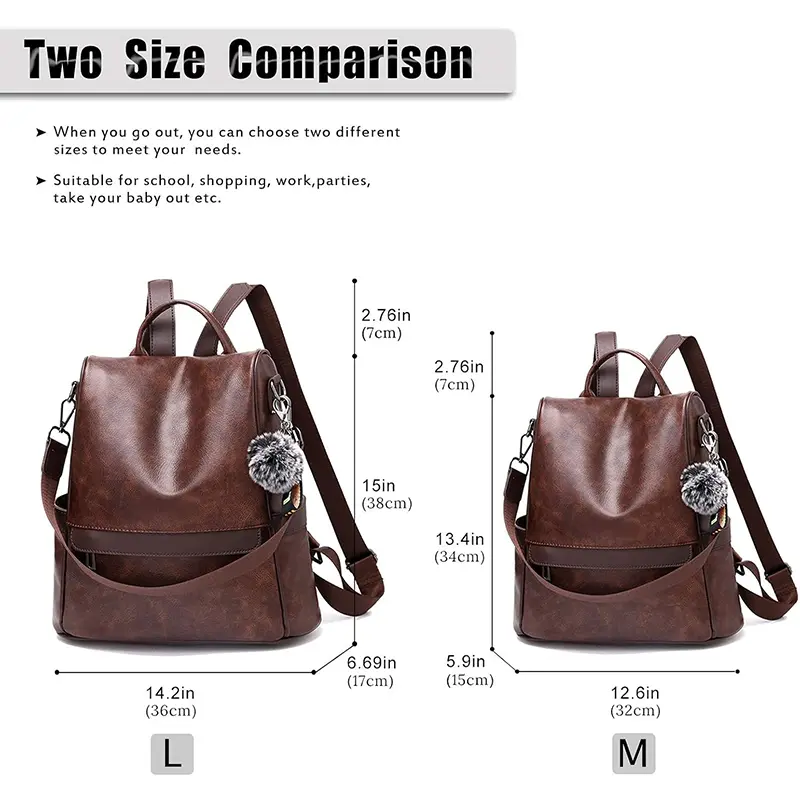 Wholesale Women's Anti-Theft Leather Waterproof Backpack Manufacturer, Supplier