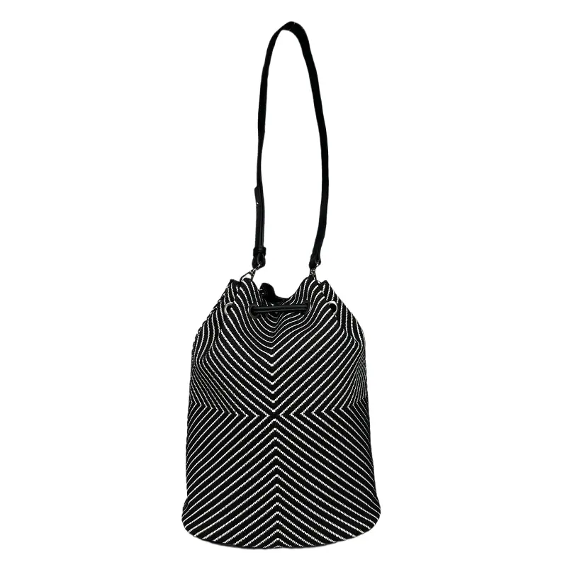 China Black & White Striped Drawstring Bucket Bag Factories, Suppliers
