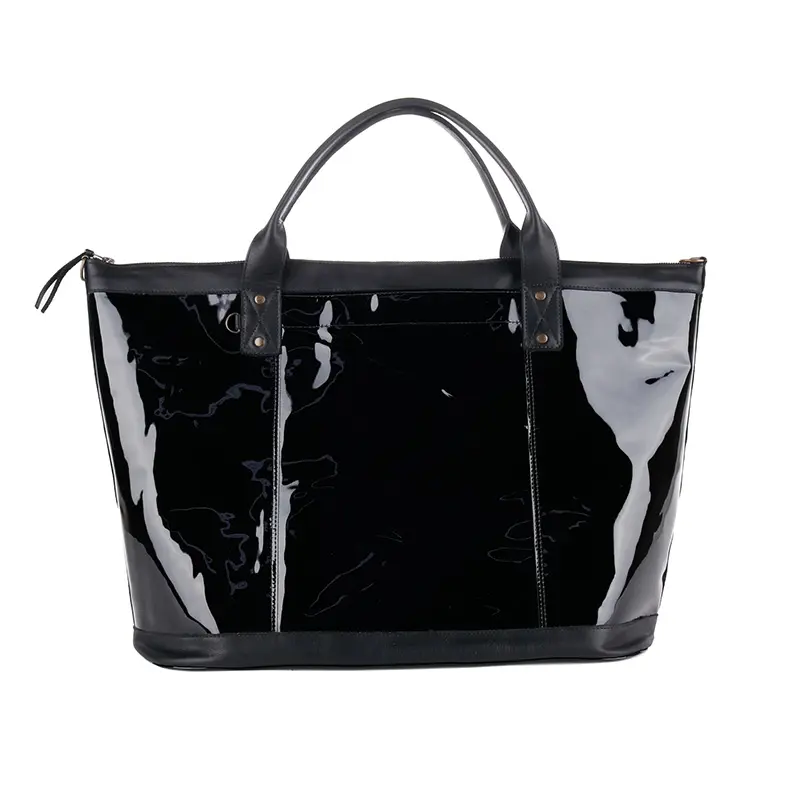 China Black Patent Leather Weekender Duffle Bag Manufacturer, Factory