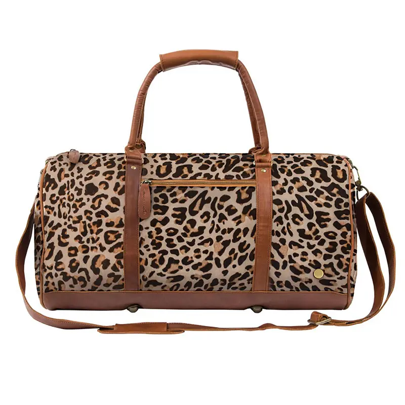 China Leopard Print Cowhide Weekend Travel Bag Factory, Factories