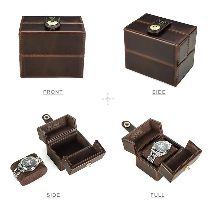 China Genuine Leather Travel Watch Case Cube Shaped Organizer Factory, Factories