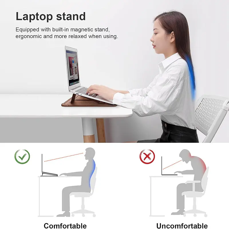 China Leather Laptop Sleeve MacBook Air Sleeve with Laptop Stand and Mouse Pad Manufacturer, Manufacturers